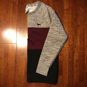 PINK color block crew neck sweatshirt